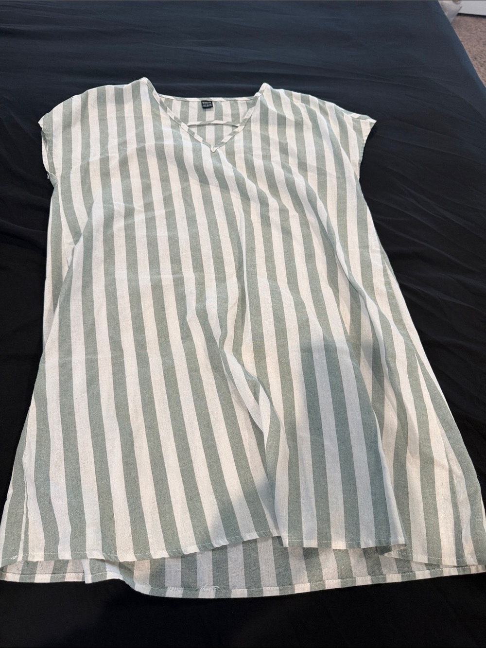 SHEIN Green and White Striped Swim Coverup